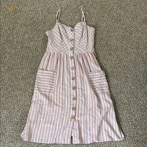 BeBop Striped Button-Down Midi Dress